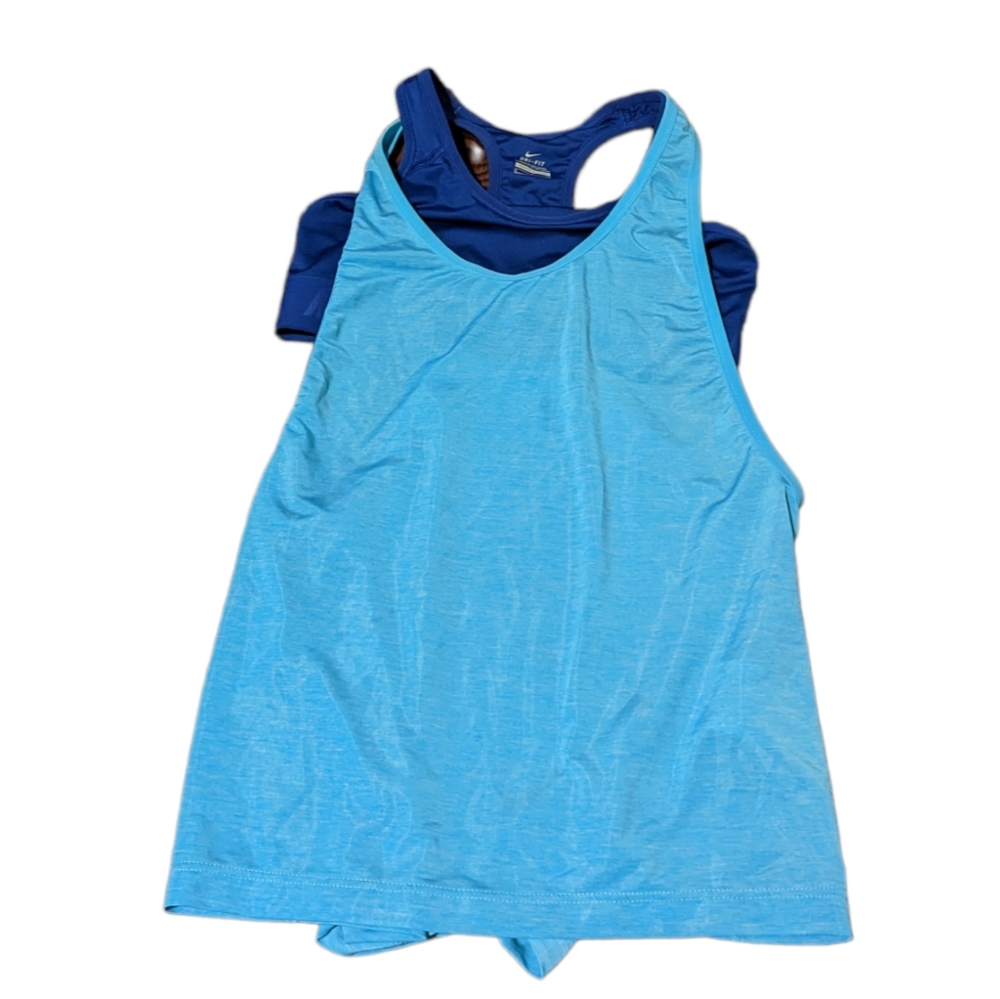 Nike blue athletic tank top and bra size small